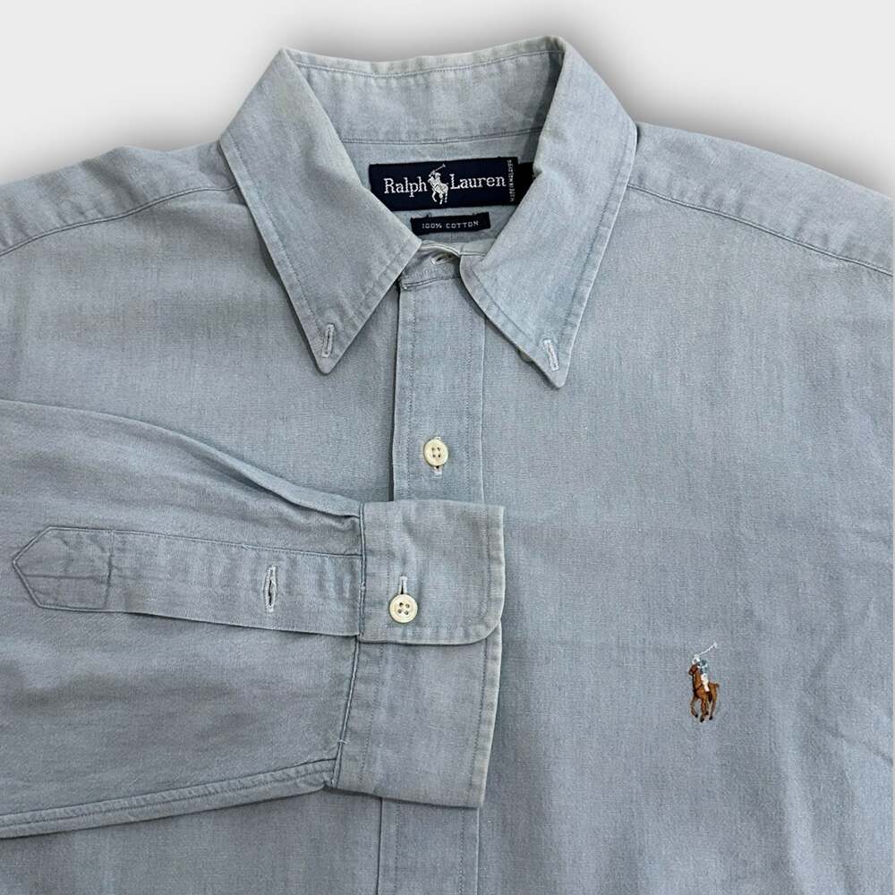 Vtg Ralph Lauren Light Blue Oxford Cloth Button Down Shirt M